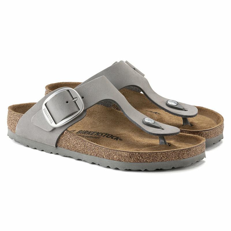 Birkenstock Big Přezkou Nubuck Læder Gizeh Dame Grå | DK 423YXF